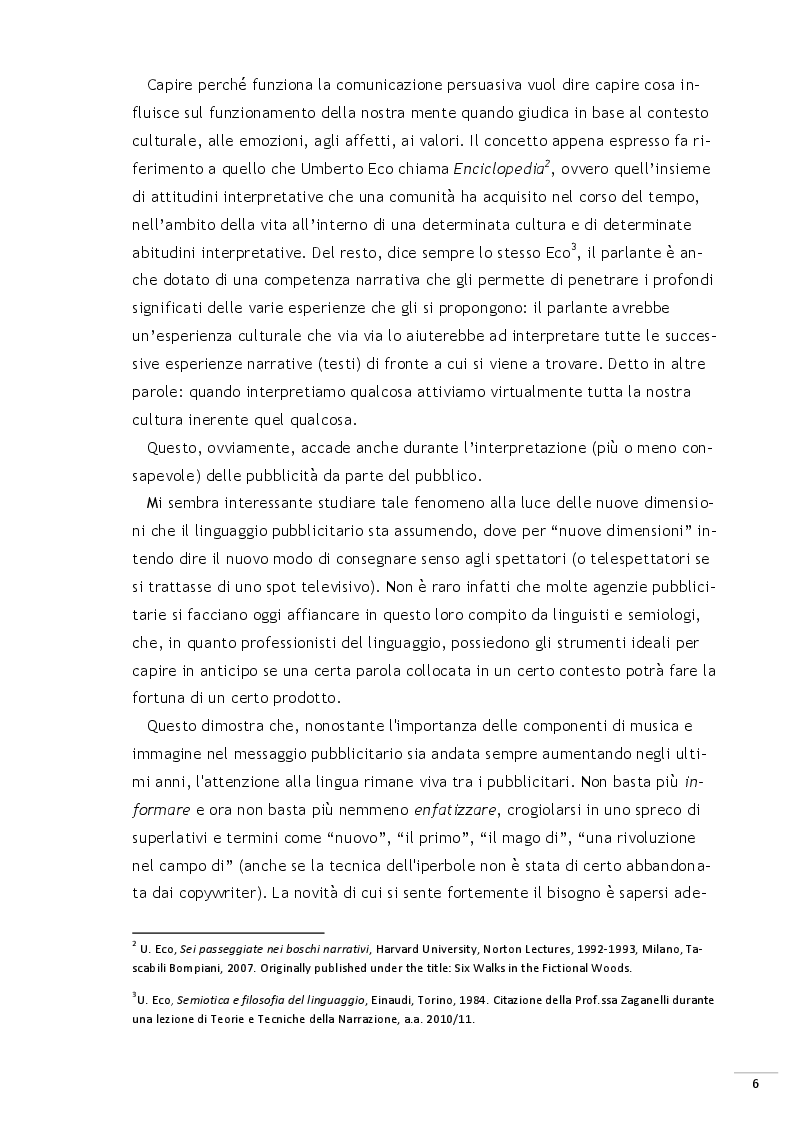 Anteprima della tesi: Il lato ''B'' della pubblicità. Humour, ironia e understatement come alternative per la persuasione., Pagina 4