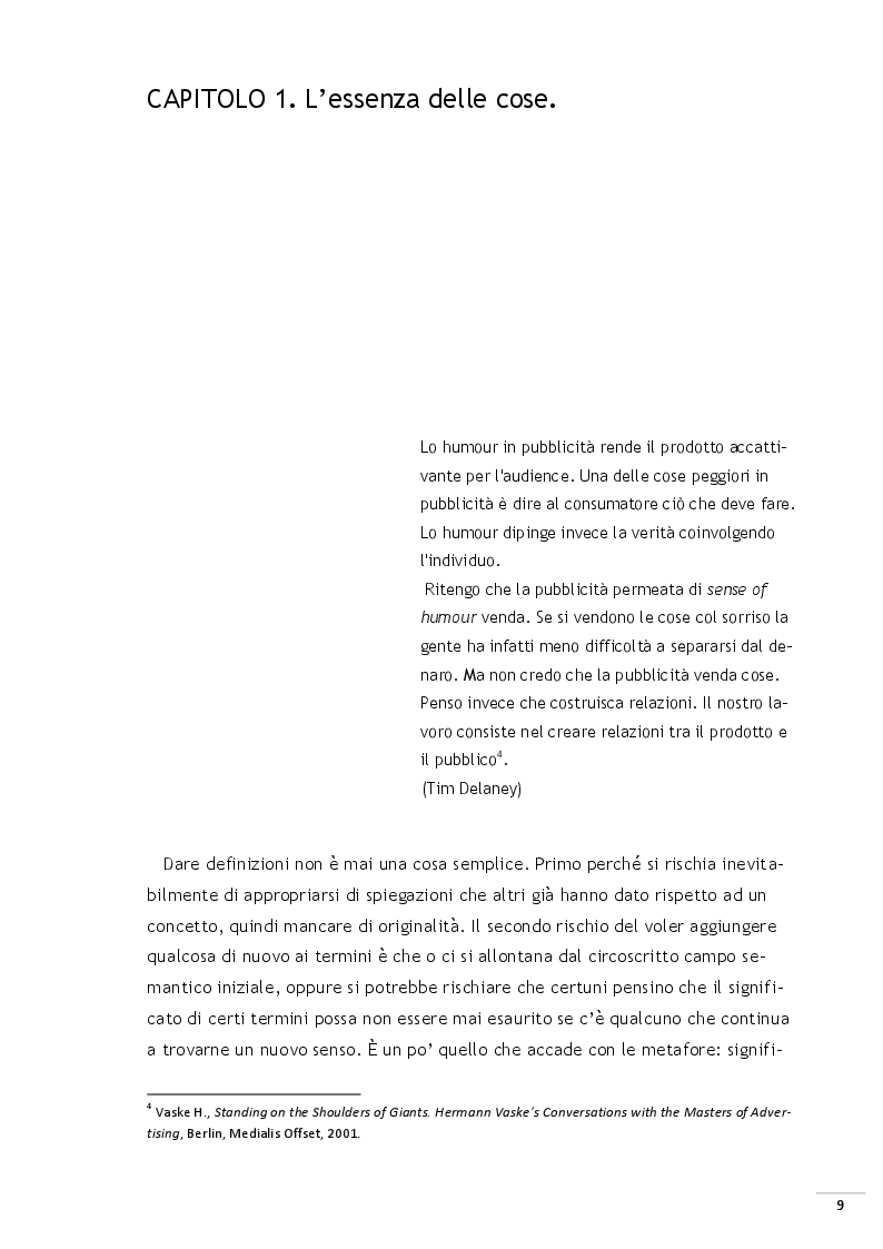 Anteprima della tesi: Il lato ''B'' della pubblicità. Humour, ironia e understatement come alternative per la persuasione., Pagina 7