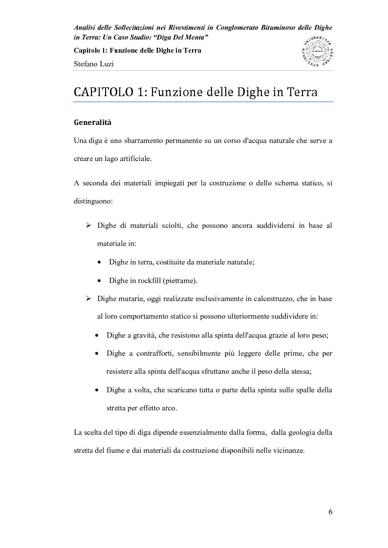 Anteprima della tesi: Analisi delle sollecitazioni nei rivestimenti in conglomerato bituminoso delle dighe in terra: un caso studio: ''Diga Del Menta'', Pagina 4