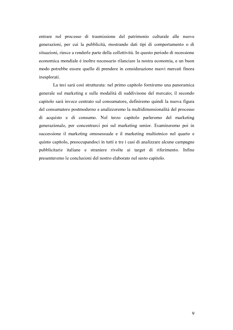 Anteprima della tesi: Marketing e diversità: il consumatore anziano, omosessuale e multietnico. Dimensioni del fenomeno e opportunità per le imprese e la pubblicità, Pagina 7