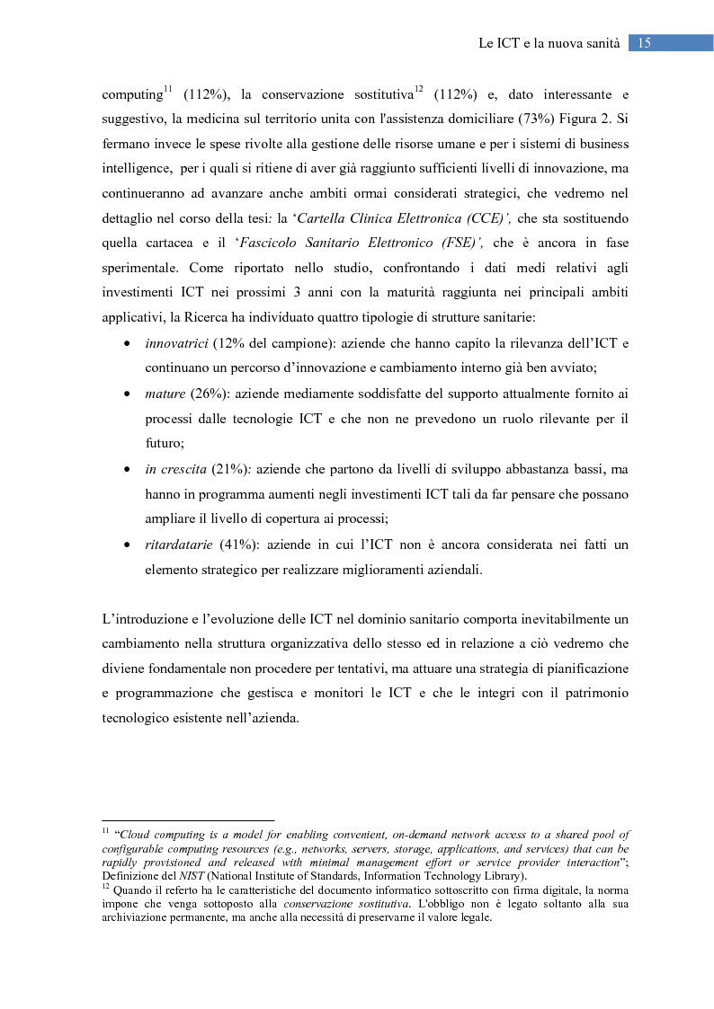 Estratto dalla tesi: Le ICT per una nuova Sanità: la Cartella Clinica Elettronica e il Fascicolo Sanitario Elettronico