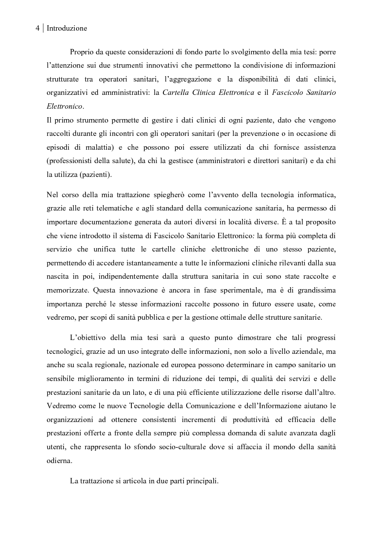 Anteprima della tesi: Le ICT per una nuova Sanità: la Cartella Clinica Elettronica e il Fascicolo Sanitario Elettronico, Pagina 3