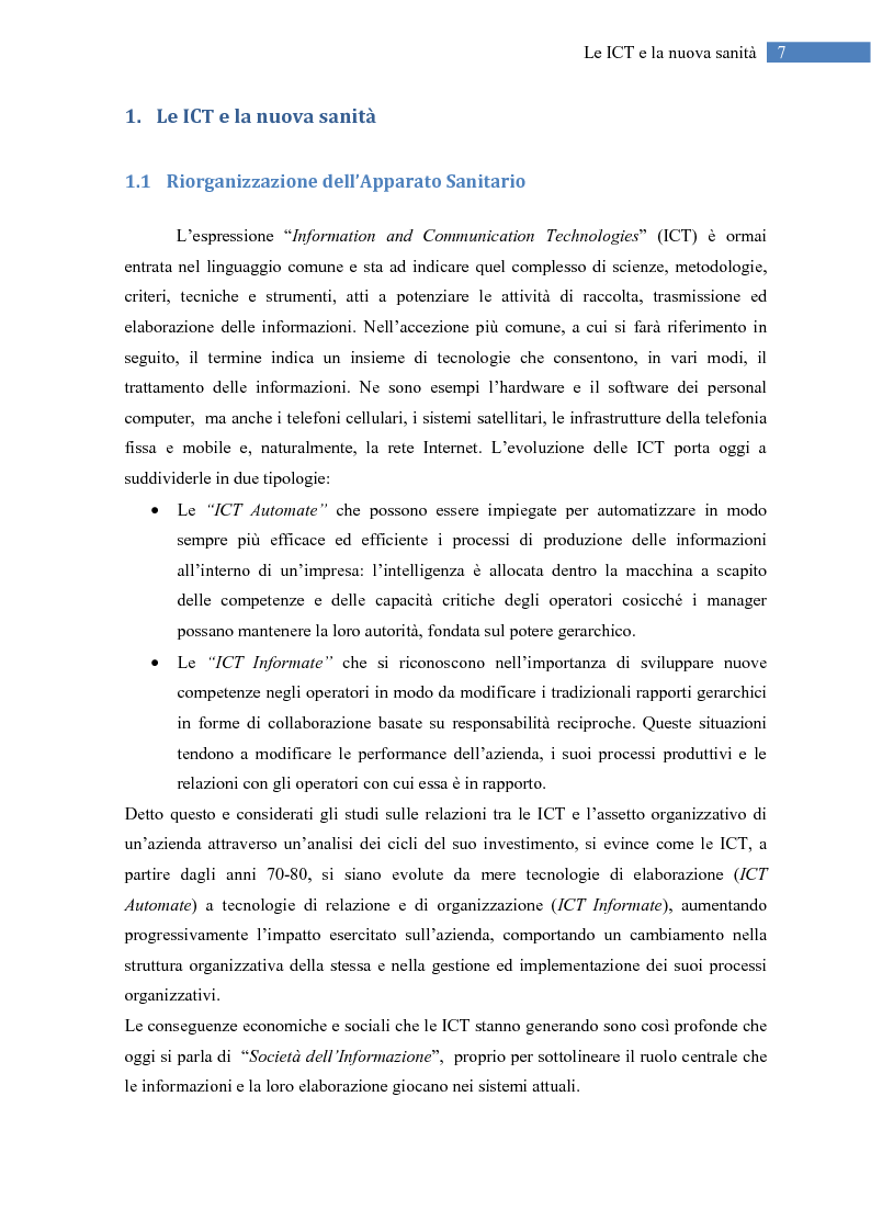 Anteprima della tesi: Le ICT per una nuova Sanità: la Cartella Clinica Elettronica e il Fascicolo Sanitario Elettronico, Pagina 5