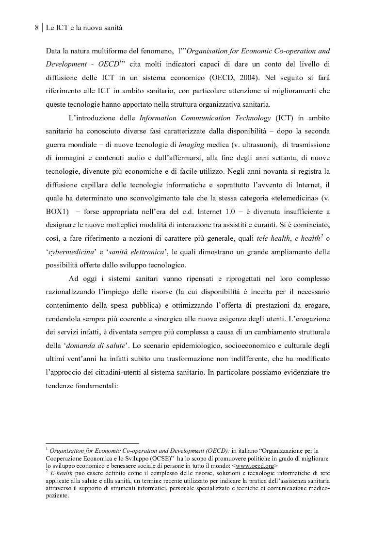 Anteprima della tesi: Le ICT per una nuova Sanità: la Cartella Clinica Elettronica e il Fascicolo Sanitario Elettronico, Pagina 6