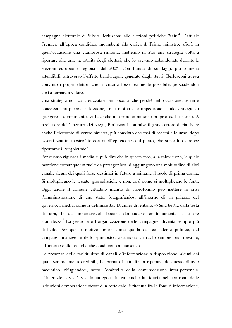 Estratto dalla tesi: La Comunicazione Politica in Rete - Campagne elettorali al tempo dei Social Network