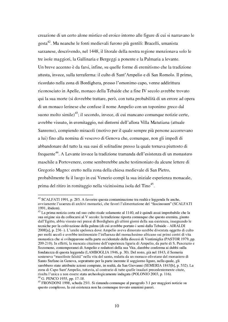 Anteprima della tesi: Insediamenti eremitici e monastici della costa ligure tra V e XI secolo, Pagina 10