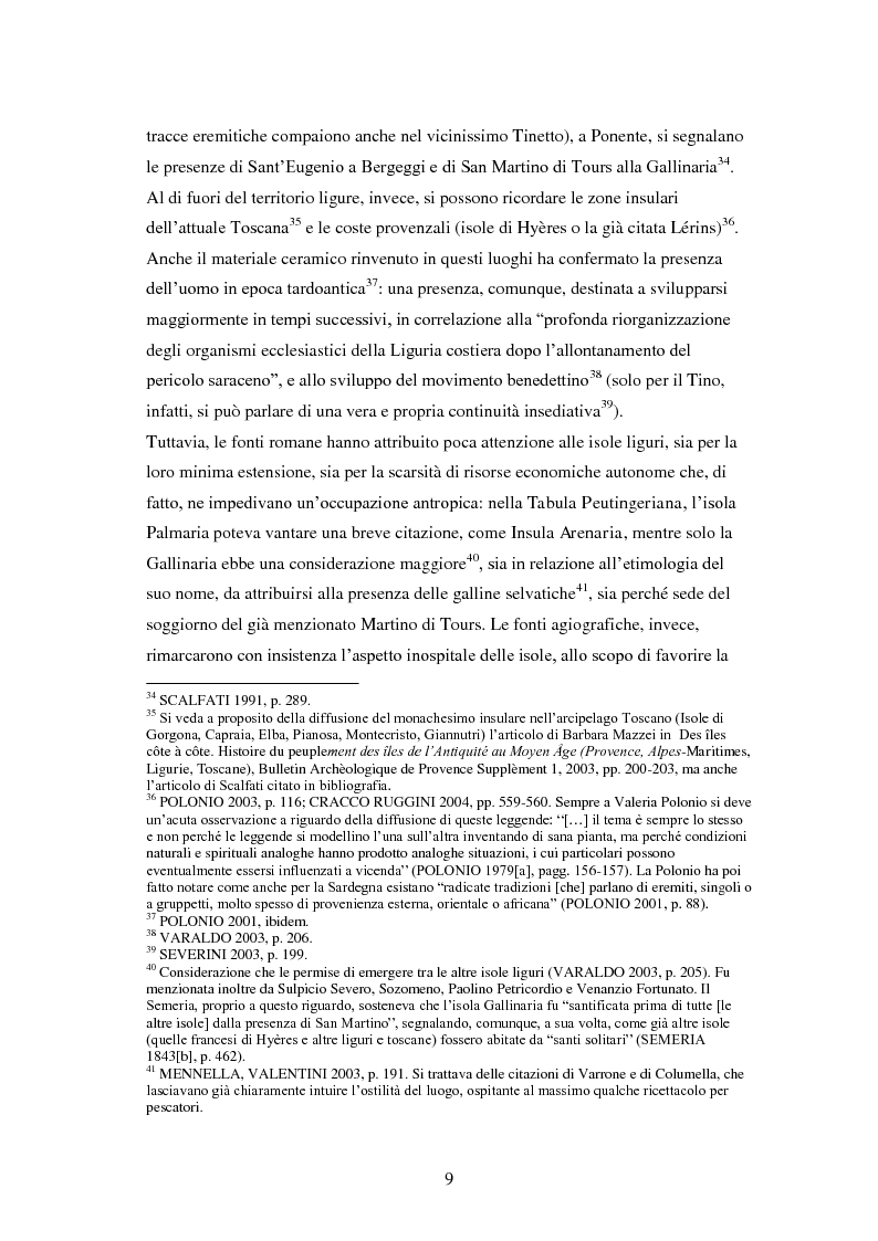 Anteprima della tesi: Insediamenti eremitici e monastici della costa ligure tra V e XI secolo, Pagina 9