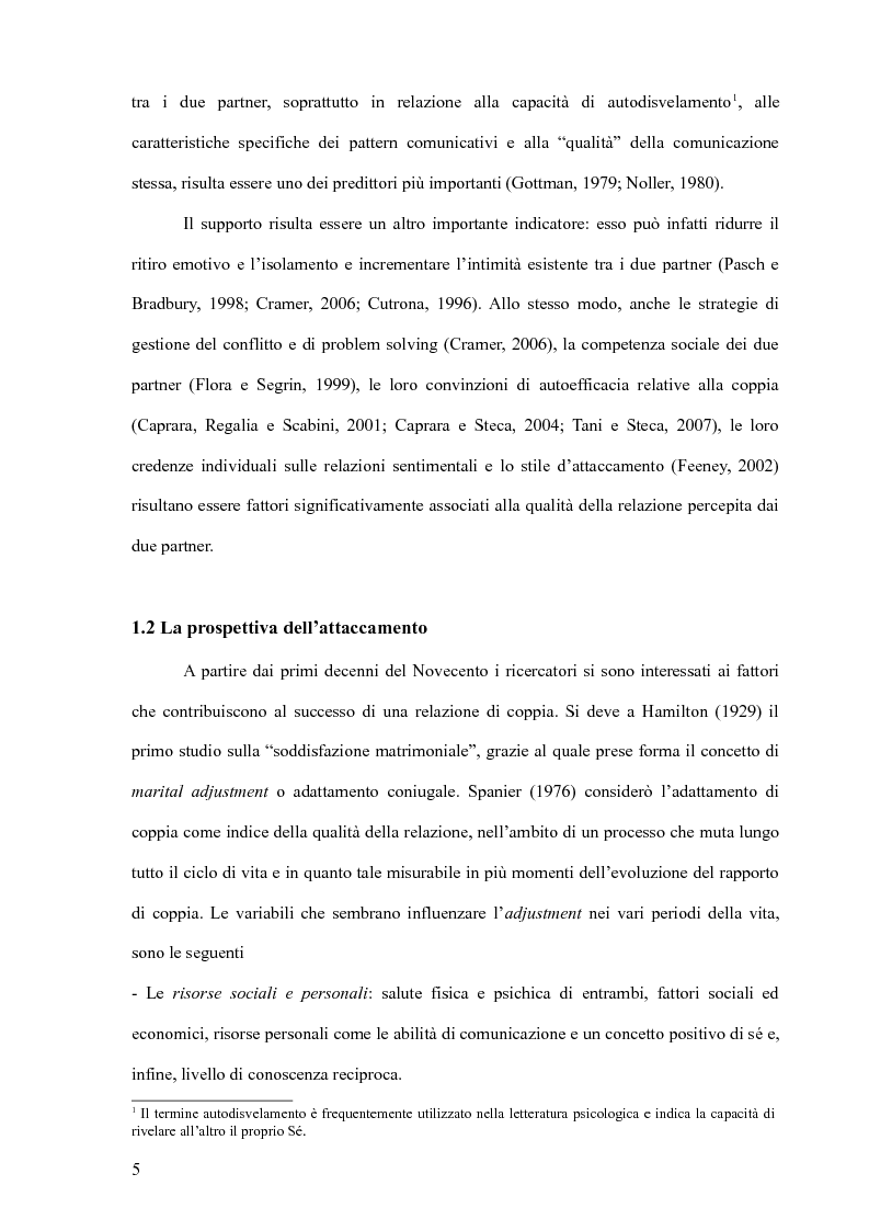 Anteprima della tesi: La qualità percepita della relazione di coppia secondo il Perceived Relationship Quality Components Inventory. Contributo alla validazione dell'adattamento italiano, Pagina 6