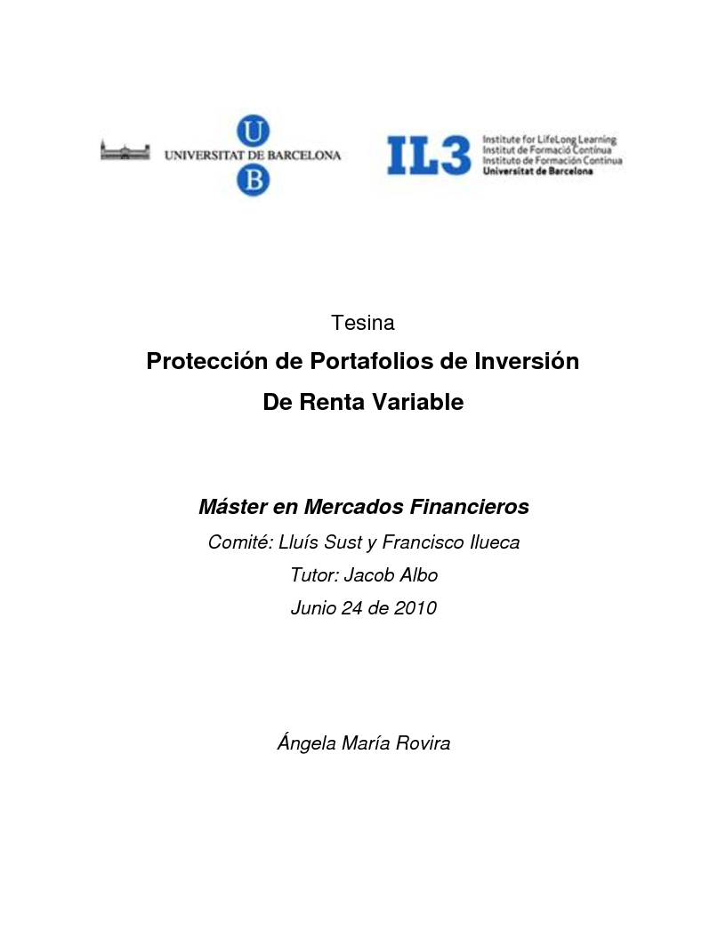 Anteprima della tesi: Protecciòn de Portafolios de Inversiòn De Renta Variable, Pagina 1
