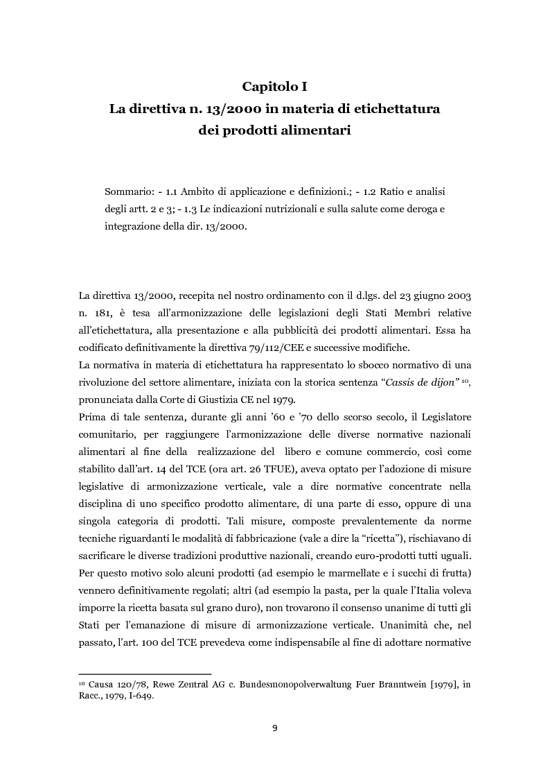 Anteprima della tesi: Le indicazioni nutrizionali e sulla salute: il regolamento 1924/2006, Pagina 6