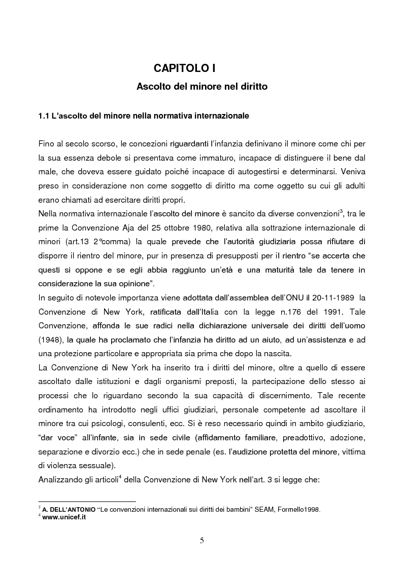 Anteprima della tesi: L’ascolto del minore abusato: strumento di protezione e tutela, Pagina 4
