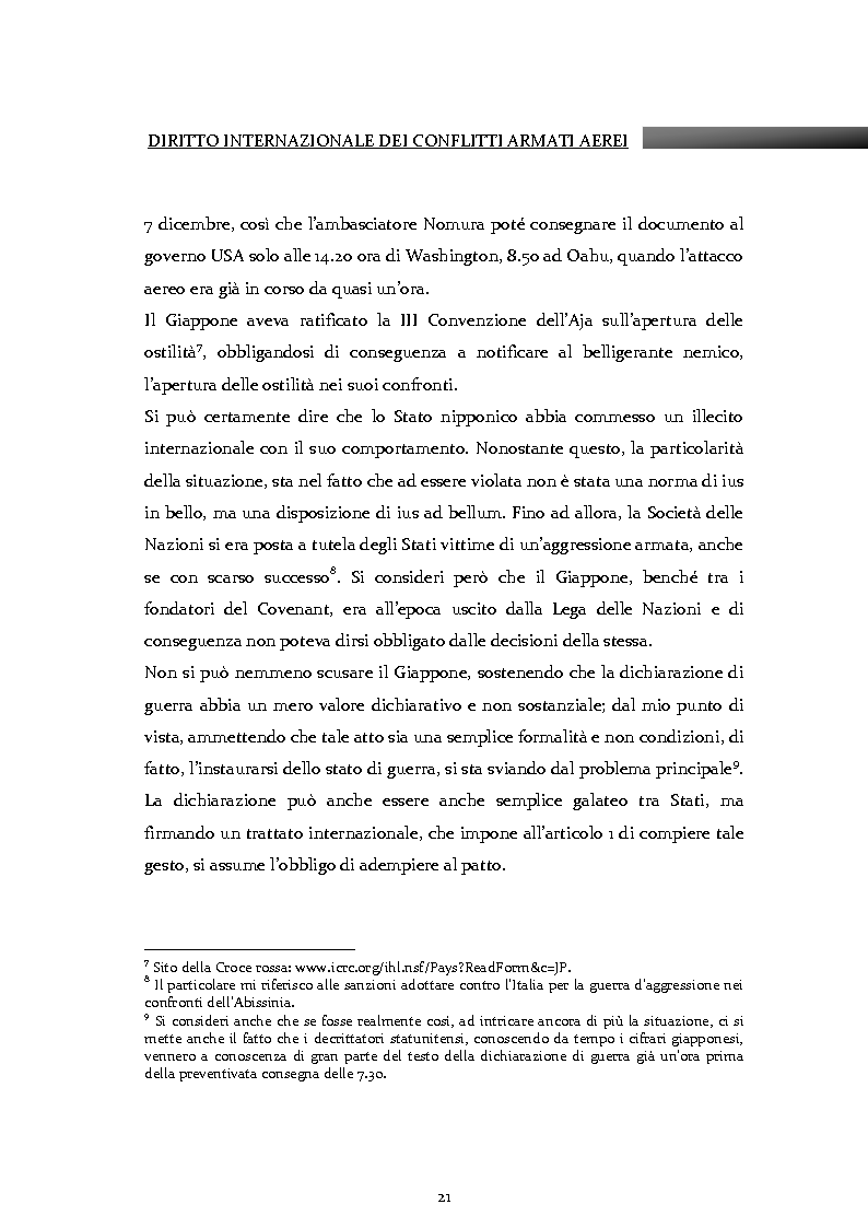 Estratto dalla tesi: Diritto internazionale dei conflitti armati aerei