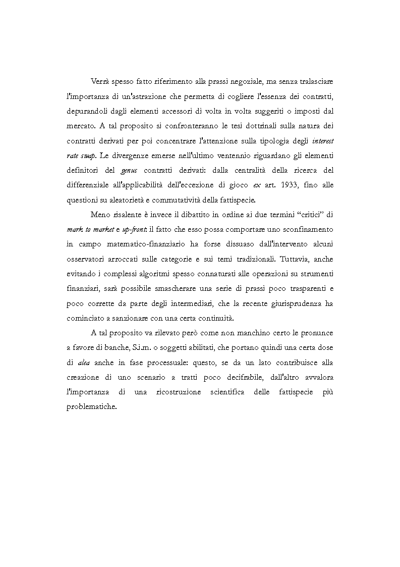 Anteprima della tesi: Mark to market e Up-front nei contratti derivati su tassi di interesse, Pagina 4