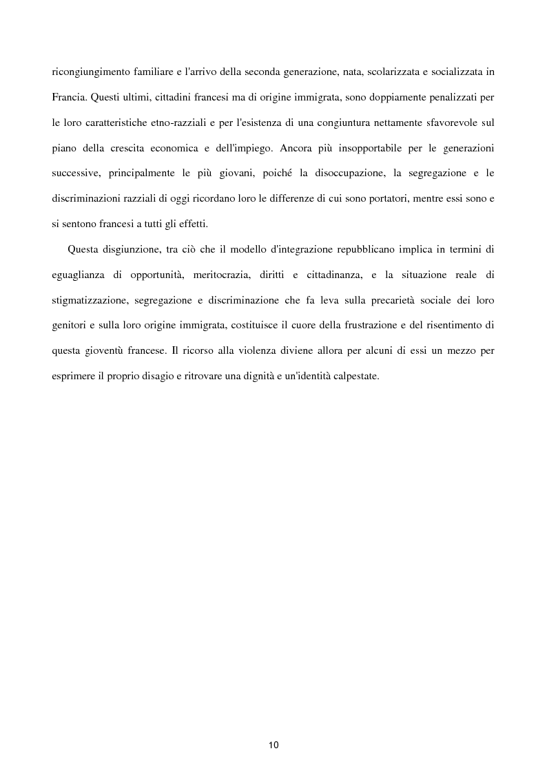 Anteprima della tesi: L'immigrazione in Francia: la crisi nelle banlieues del modello d'integrazione repubblicano e i tentativi di riforma di Sarkozy, Pagina 5