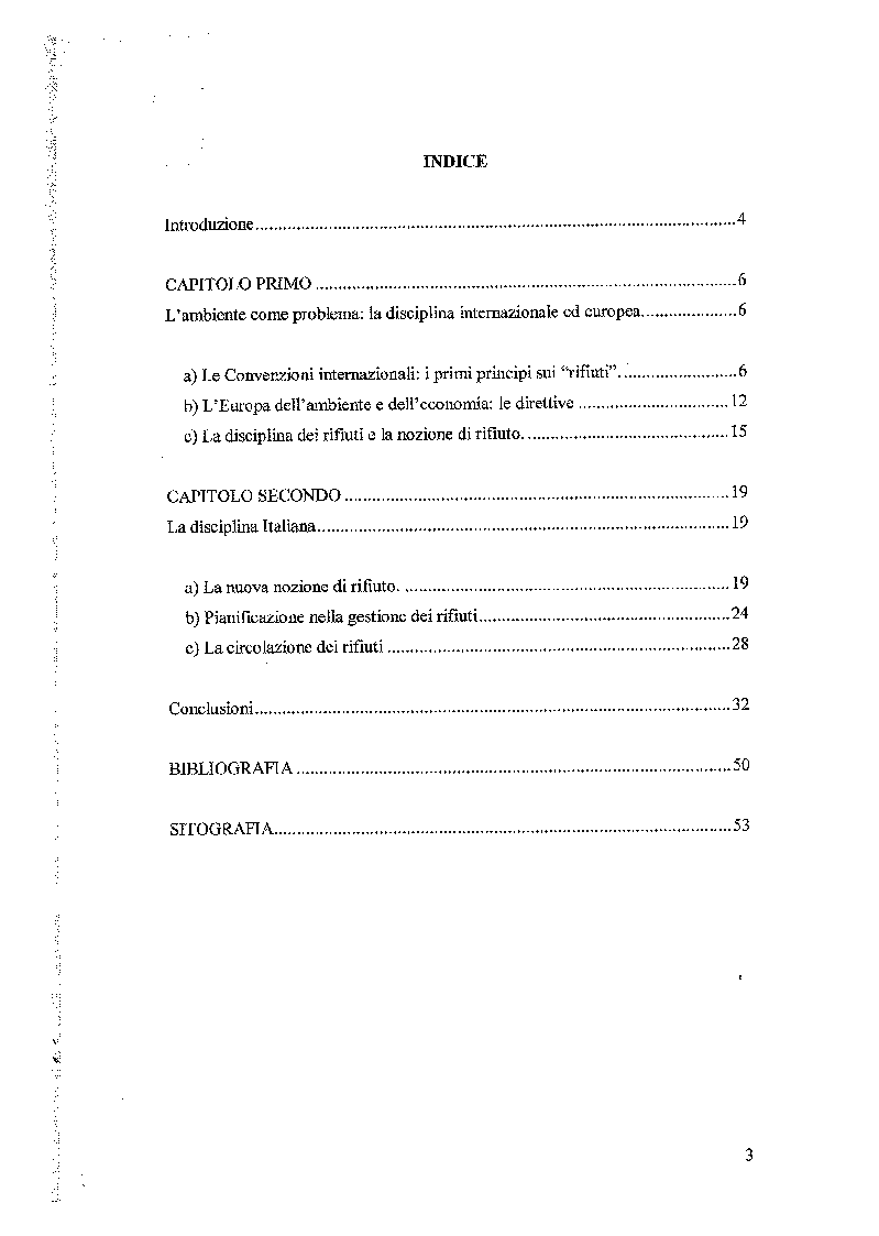 Indice della tesi: Principi generali della disciplina dei rifiuti, Pagina 1