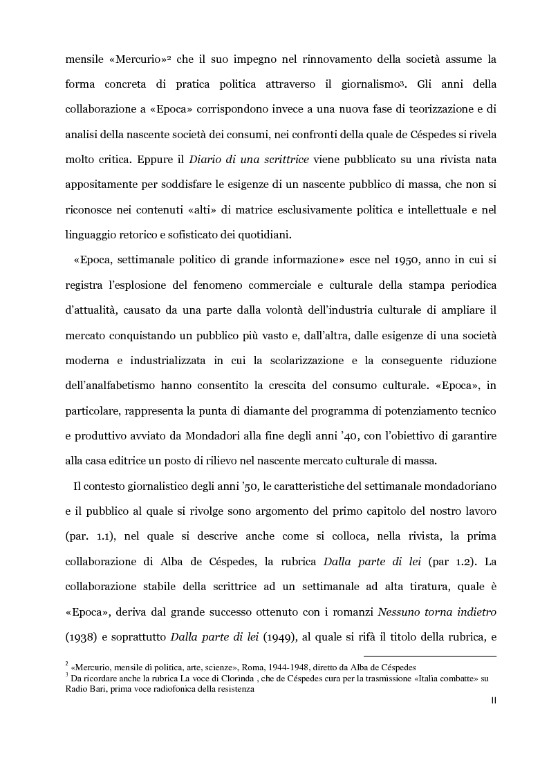 Anteprima della tesi: La collaborazione di Alba de Céspedes a ''Epoca'': Il ''Diario di una scrittrice'' (1958-1960), Pagina 3