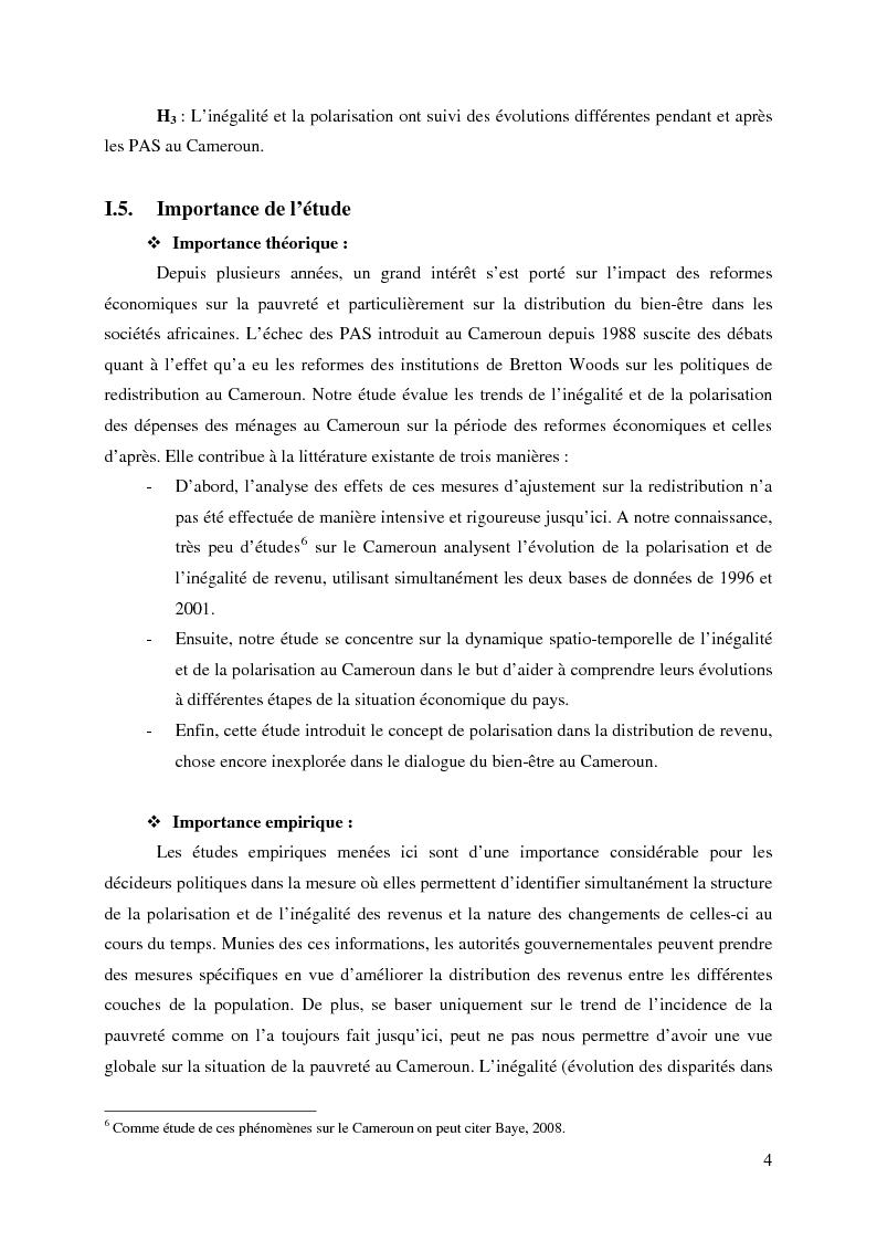 Estratto dalla tesi: Inégalité et polarisation au Cameroun pendant et après les programmes d'ajustement structurel