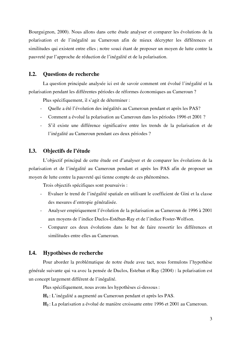 Anteprima della tesi: Inégalité et polarisation au Cameroun pendant et après les programmes d'ajustement structurel, Pagina 6