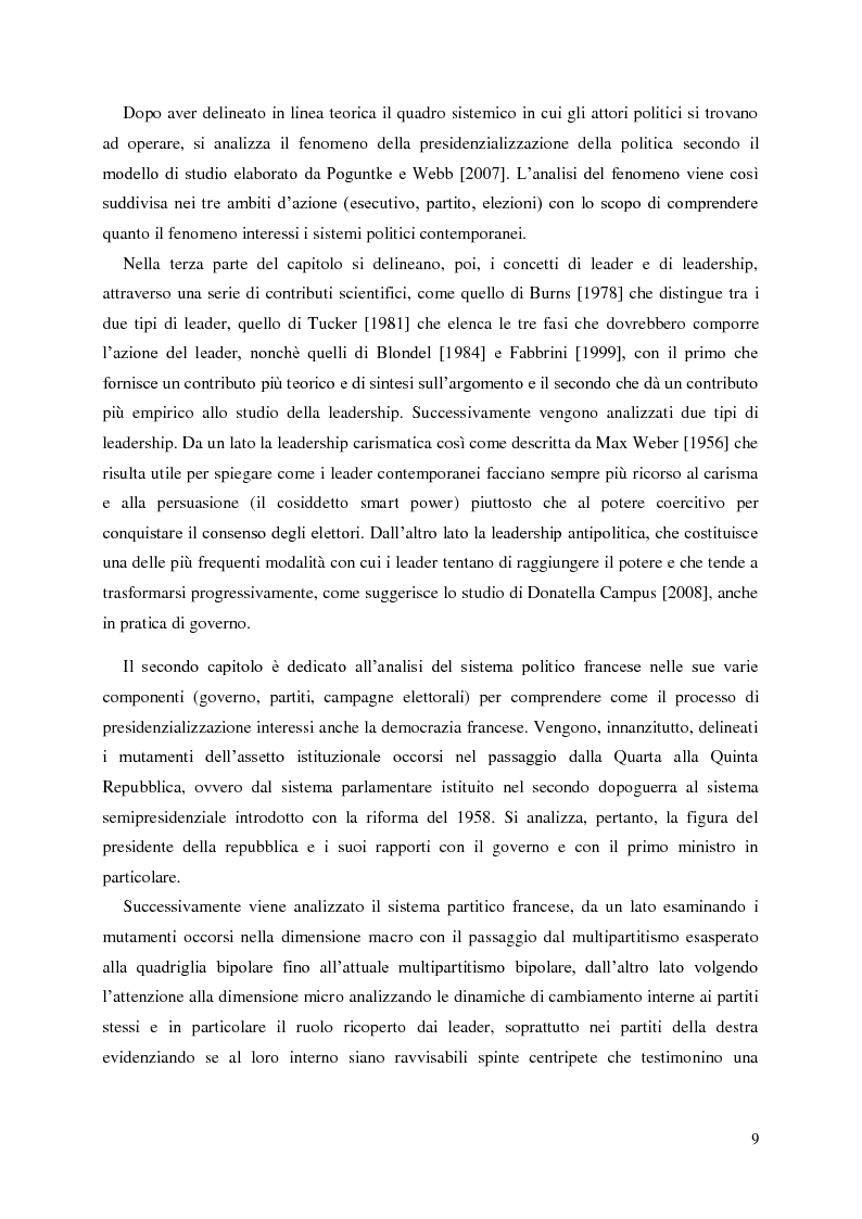 Anteprima della tesi: La presidenzializzazione della politica in Europa: le leadership di Nicolas Sarkozy e José Luis Rodriguez Zapatero, Pagina 4