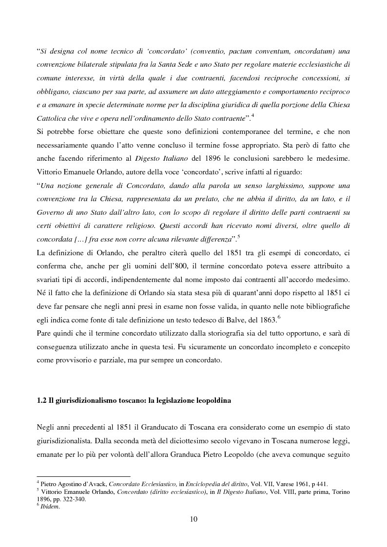 Anteprima della tesi: Il Concordato del 1851 fra Santa Sede e Granducato di Toscana, Pagina 7