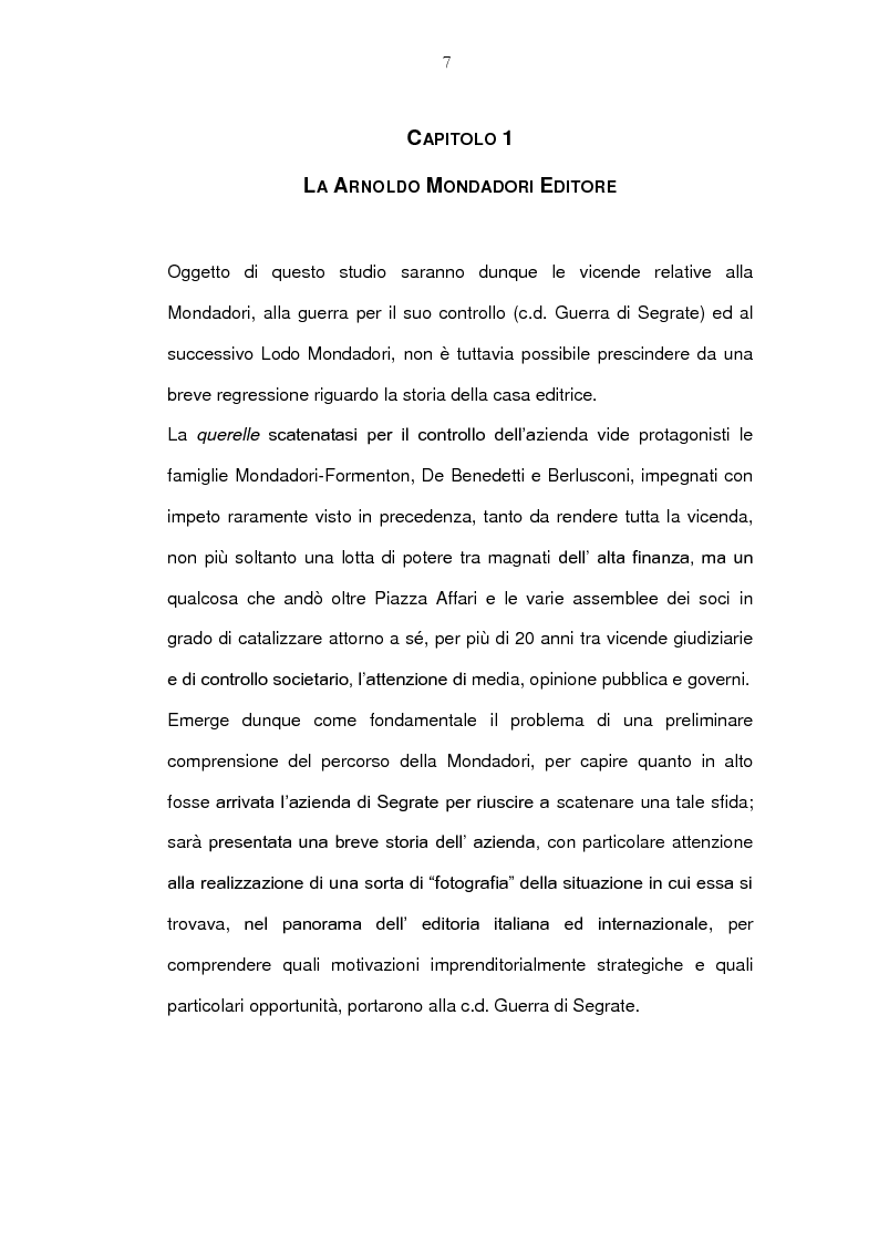 Anteprima della tesi: Contesa e dinamiche del controllo societario: Caso Mondadori, Pagina 4