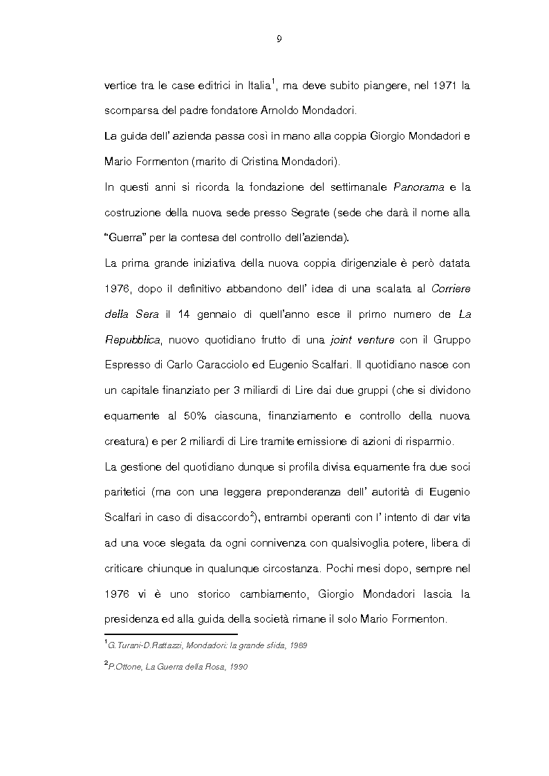 Anteprima della tesi: Contesa e dinamiche del controllo societario: Caso Mondadori, Pagina 6