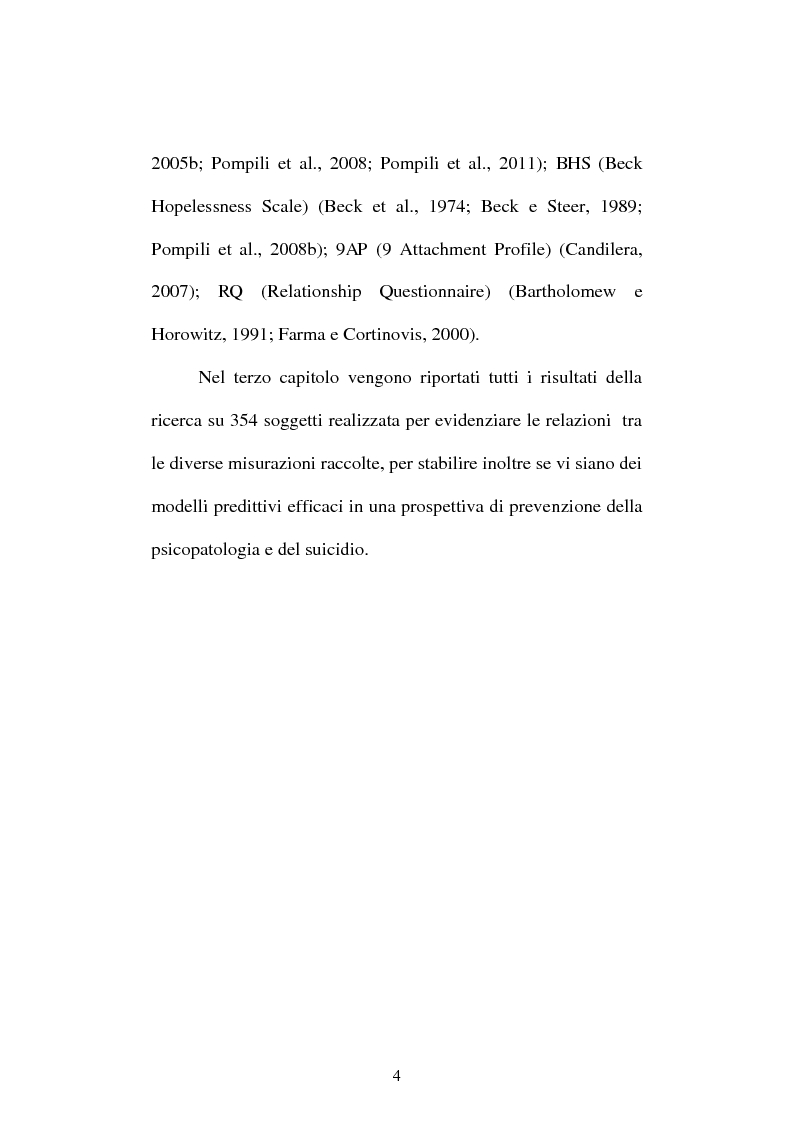 Anteprima della tesi: Attaccamento disorganizzato, modello Sé / Altro e hopelessness come predittori di psicopatologia, Pagina 3