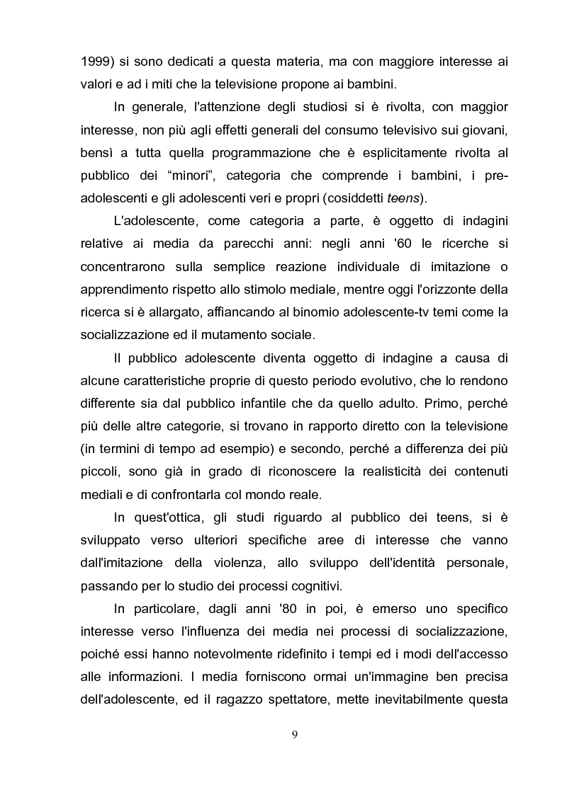Anteprima della tesi: Il Teen Drama: l'adolescente diventa fan di Se Stesso attraverso lo specchio della TV, Pagina 10