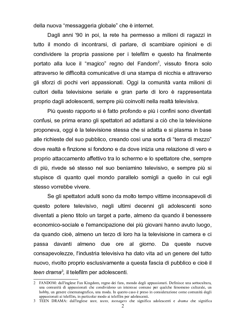 Anteprima della tesi: Il Teen Drama: l'adolescente diventa fan di Se Stesso attraverso lo specchio della TV, Pagina 3