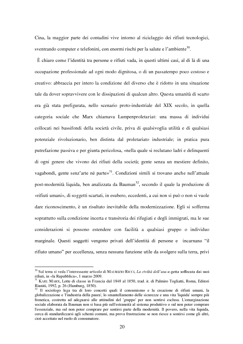 Estratto dalla tesi: “Narrare i rifiuti. Le immagini della spazzatura nei romanzi di Barbaro, Teobaldi e Riccarelli”
