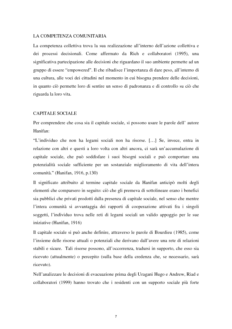 Estratto dalla tesi: Comunità e Cultura come risorse di Resilienza