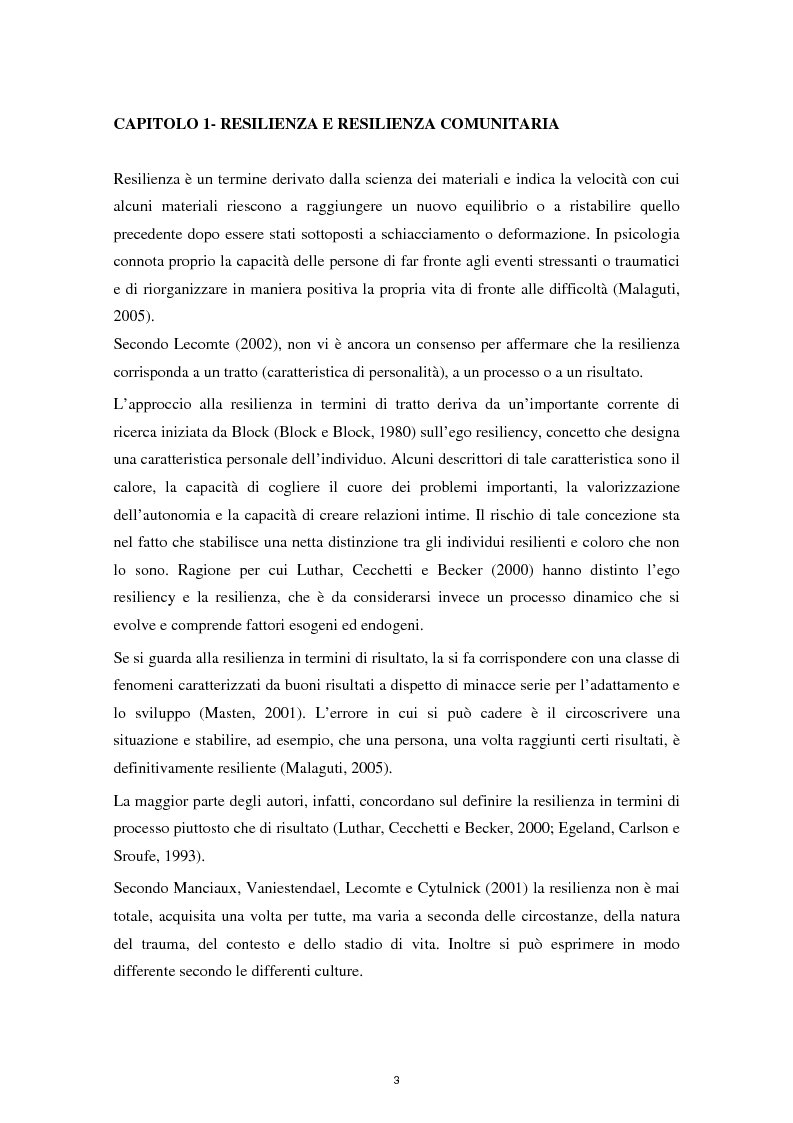 Anteprima della tesi: Comunità e Cultura come risorse di Resilienza, Pagina 4