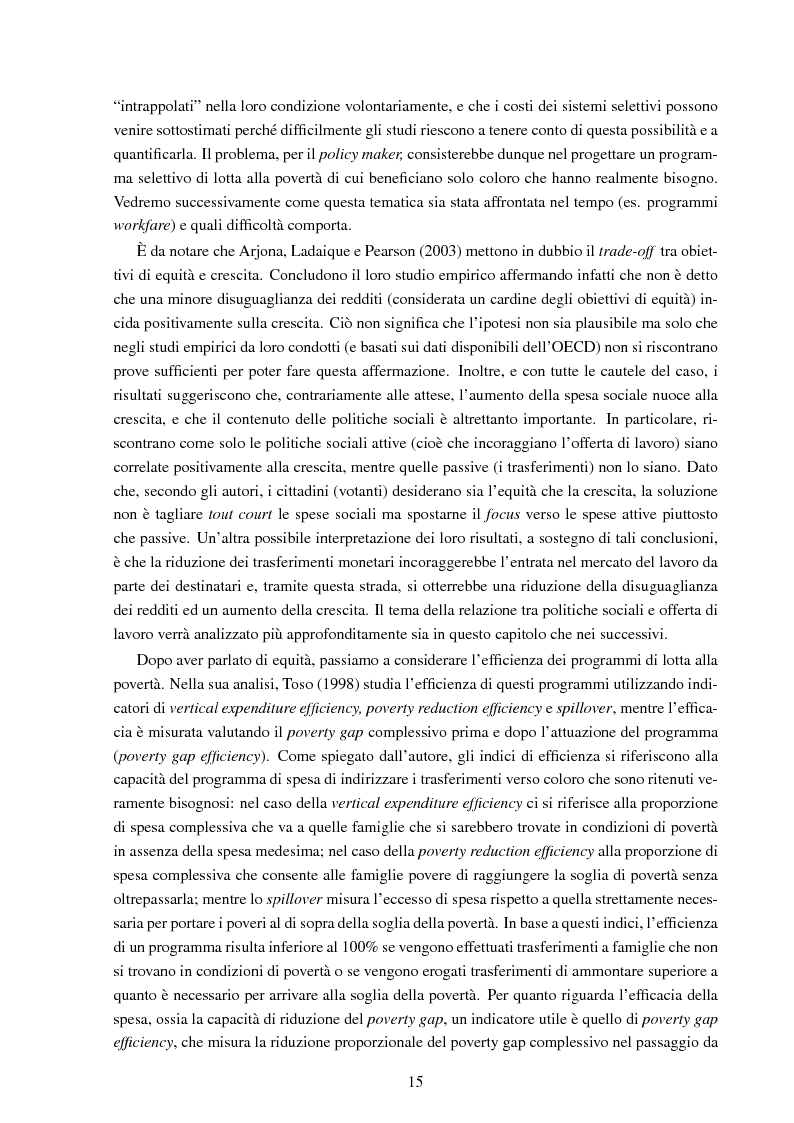 Estratto dalla tesi: Misure di sostegno al reddito: analisi teoriche e un'applicazione al caso della Toscana