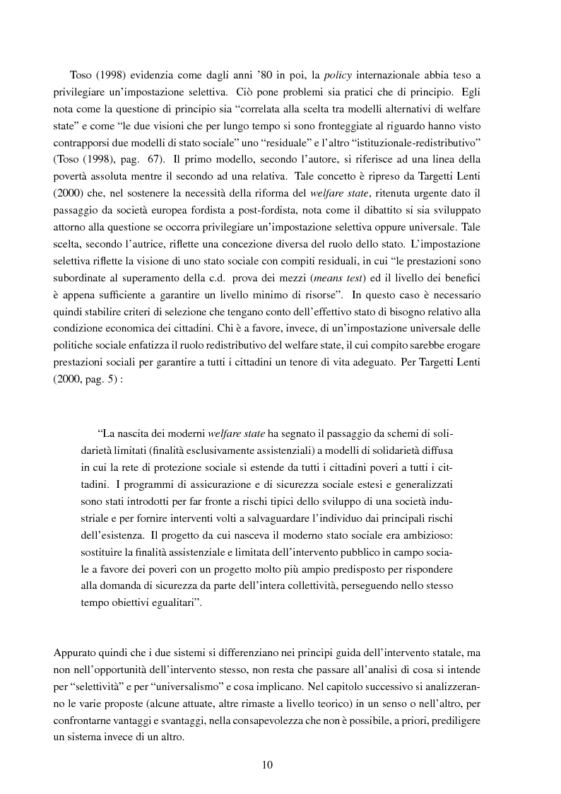 Anteprima della tesi: Misure di sostegno al reddito: analisi teoriche e un'applicazione al caso della Toscana, Pagina 10