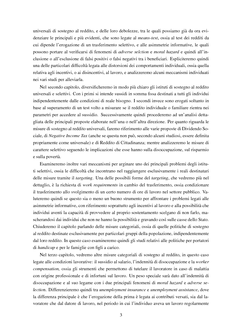 Anteprima della tesi: Misure di sostegno al reddito: analisi teoriche e un'applicazione al caso della Toscana, Pagina 4
