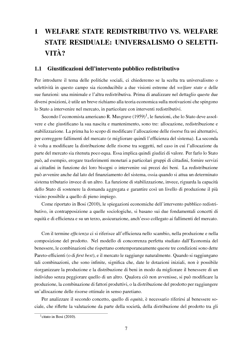 Anteprima della tesi: Misure di sostegno al reddito: analisi teoriche e un'applicazione al caso della Toscana, Pagina 7