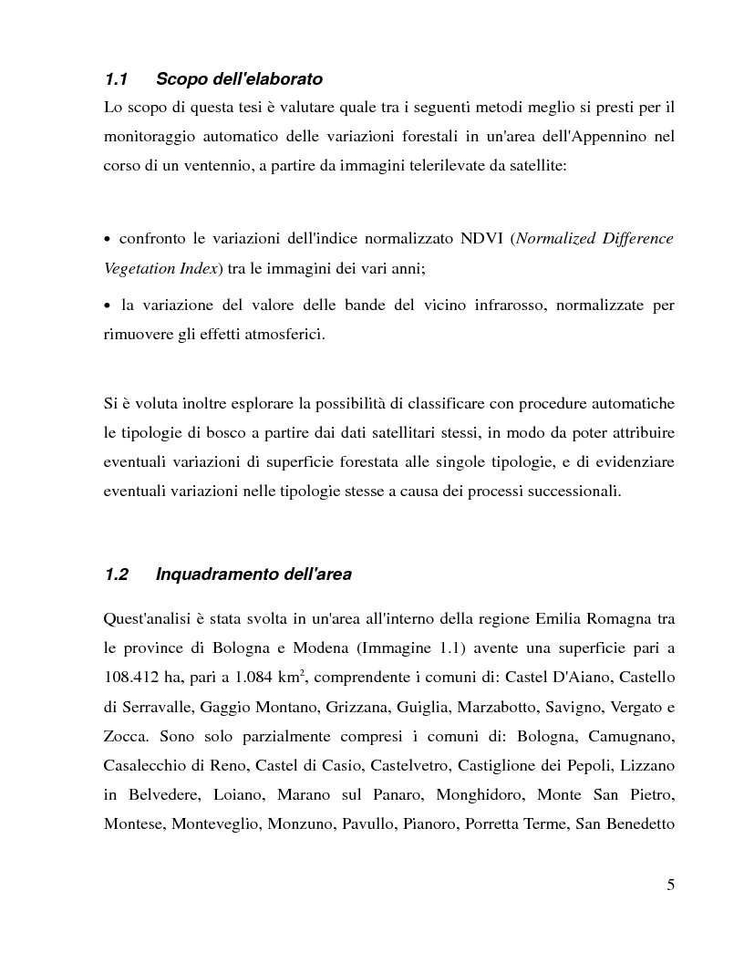 Anteprima della tesi: Telerilevamento delle variazioni forestali in un'area dell'Appennino, Pagina 4