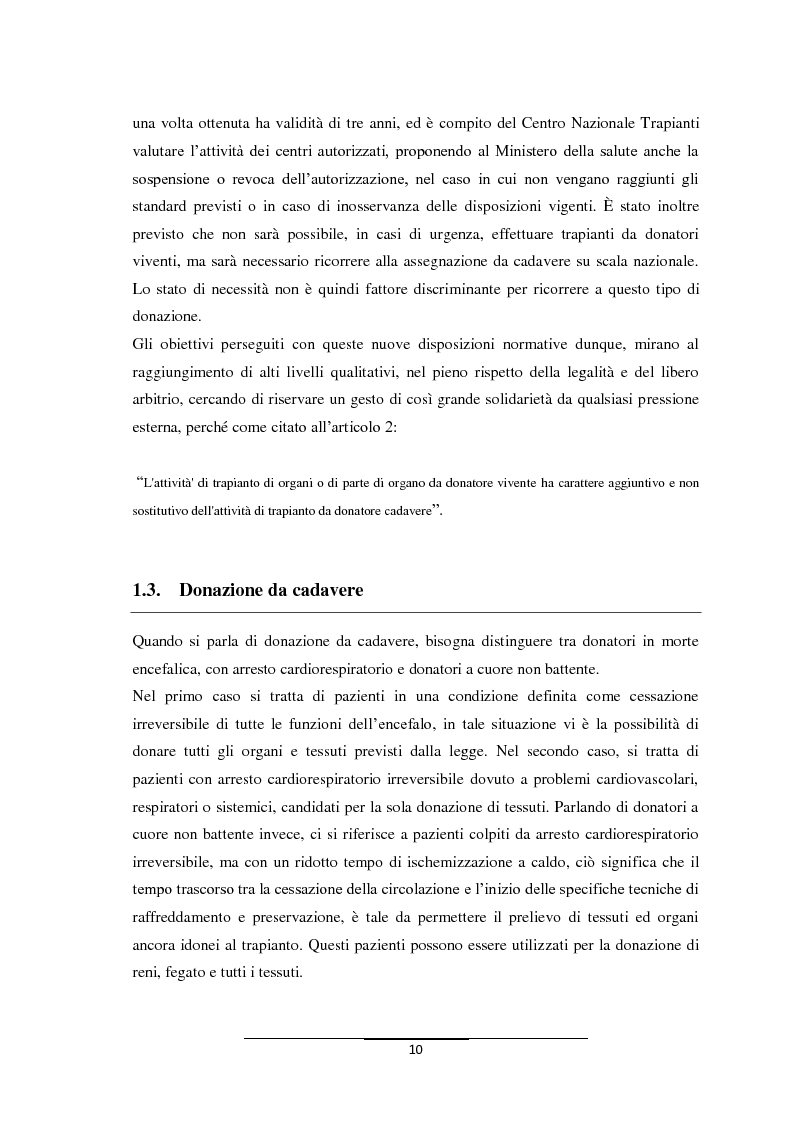 Anteprima della tesi: Donazione e trapianto d'organi e tessuti: competenze infermieristiche nella morte cerebrale, Pagina 9