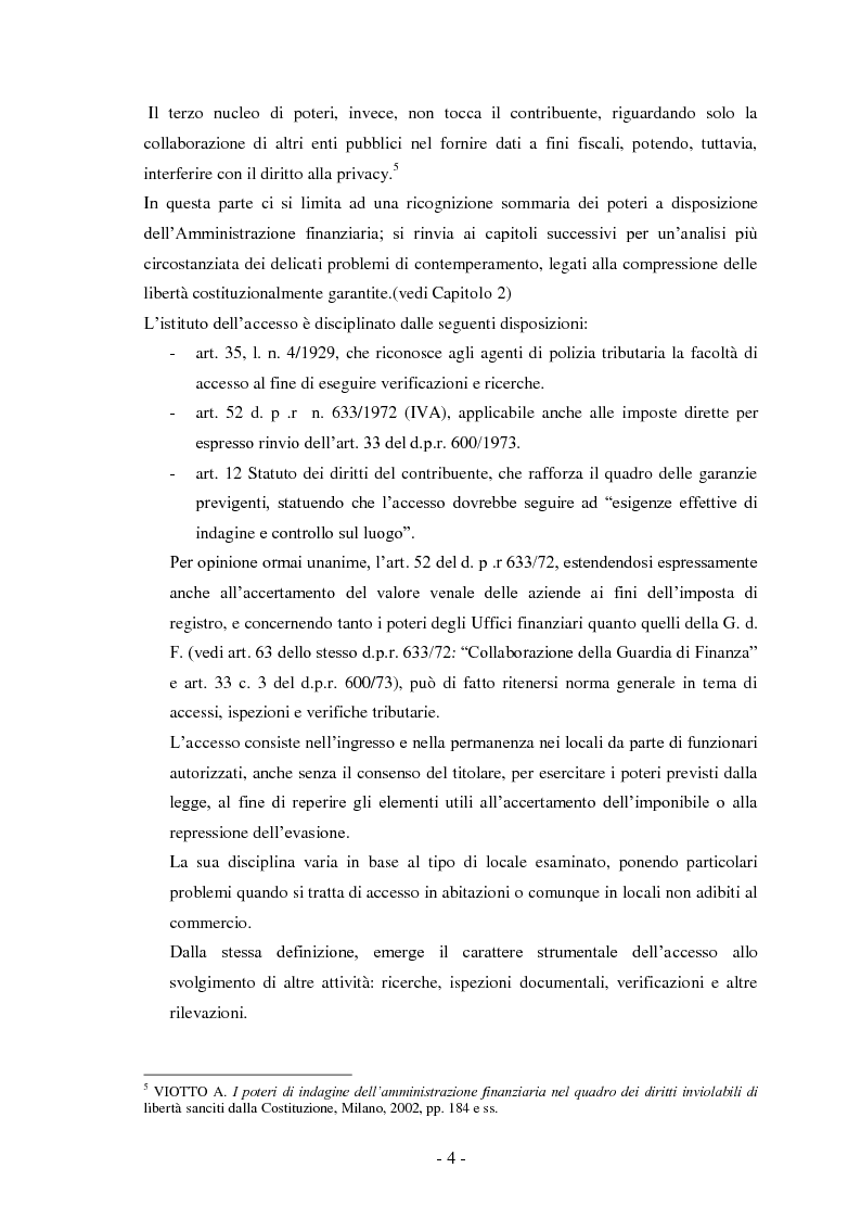 Anteprima della tesi: La disciplina degli accessi e delle verifiche fiscali e la tutela del contribuente, Pagina 6