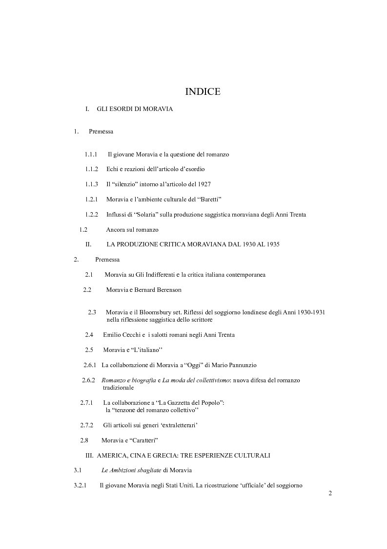 Indice della tesi: Moravia saggista in articoli noti o sconosciuti: 1927-1945, Pagina 1