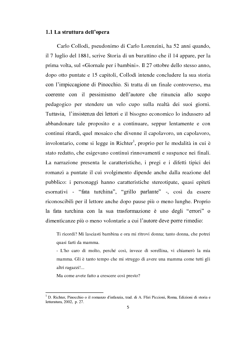 Anteprima della tesi: Le avventure di Pinocchio. Letture e suggestioni, Pagina 4