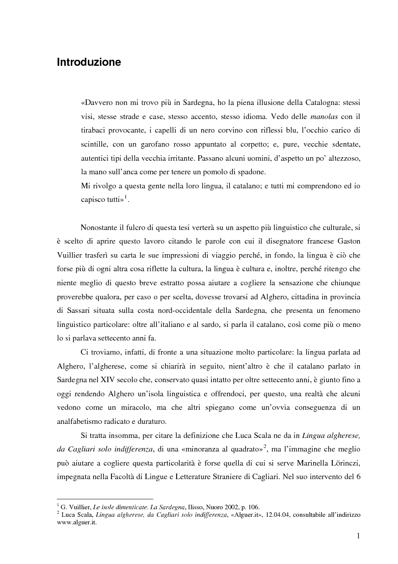 L'Algherese - Il Catalano del XIV secolo oggi - Tesi di Laurea - Tesionline