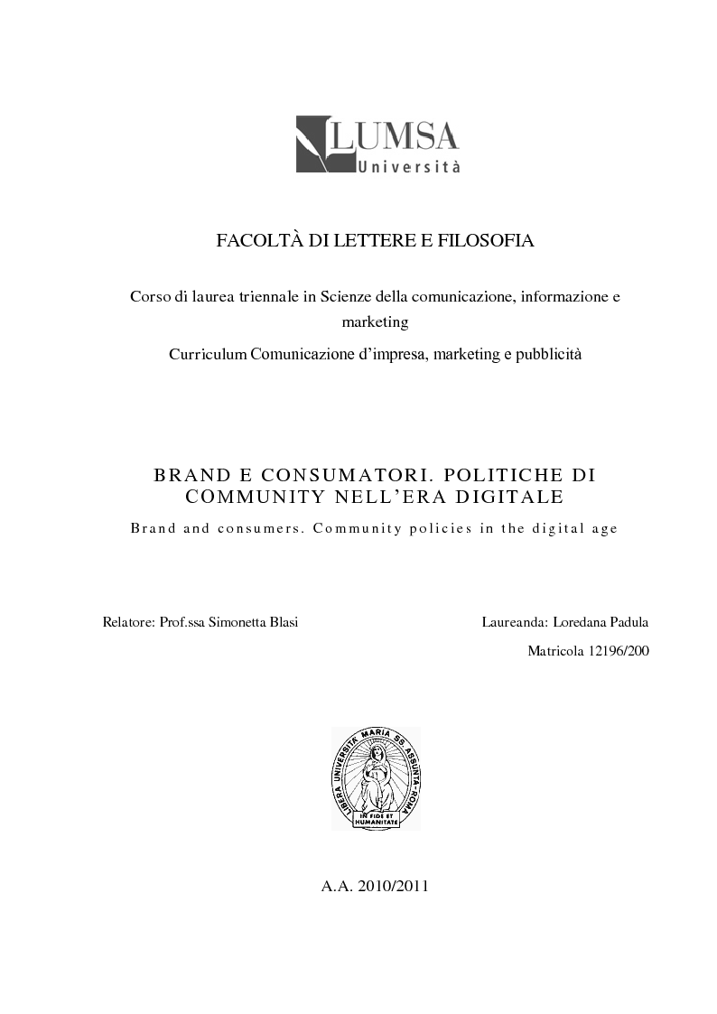 Argomenti Di Tesi In Marketing Triennale