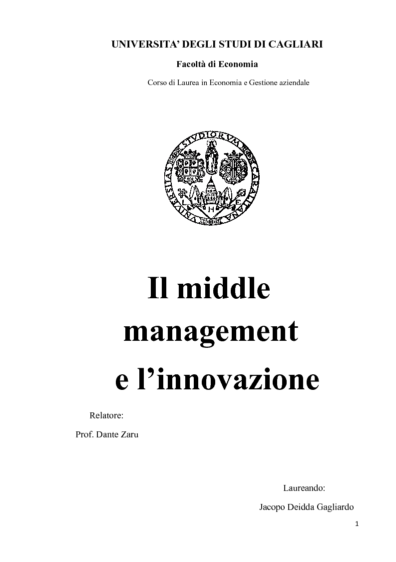 Anteprima della tesi: Il middle management e l’innovazione - Il caso Finmeccanica, Pagina 1