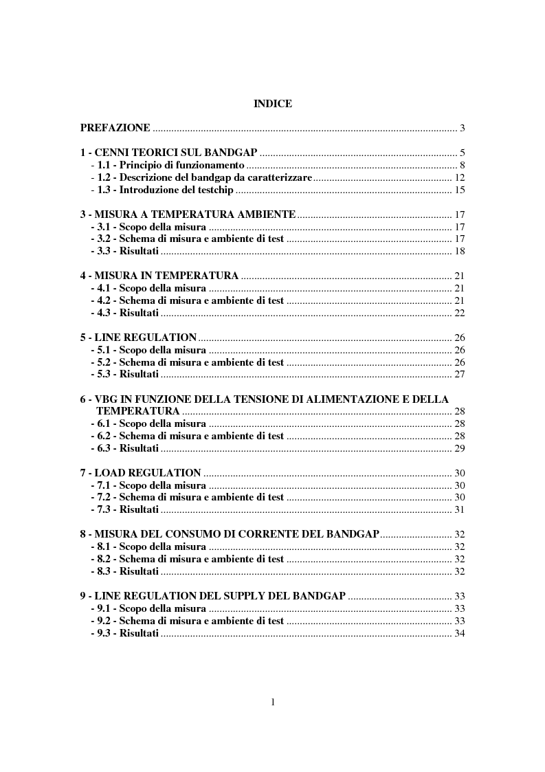 Indice della tesi: Attività di laboratorio per la caratterizzazione di circuiti integrati: utilizzo di apparecchiature e valutazione dei dati raccolti, Pagina 1