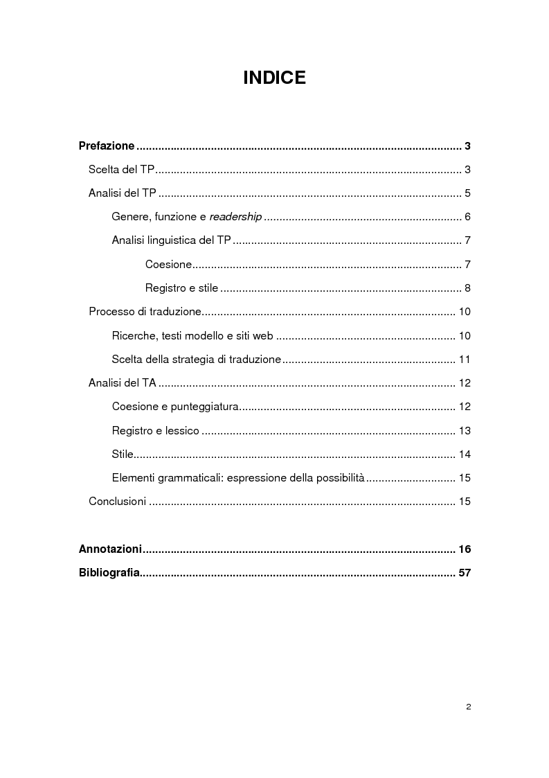 Indice della tesi: ''Priorità e tendenze politiche per il 2011-2012'', Pagina 1