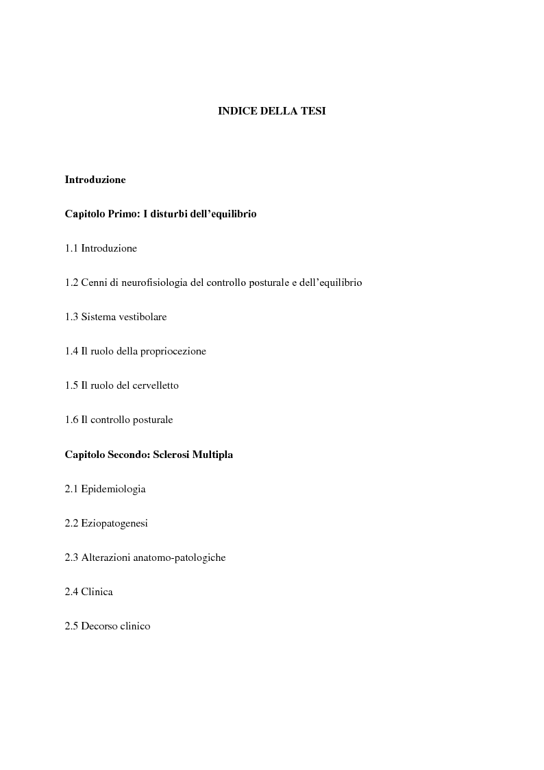 Indice della tesi: L'utilizzo della XBOX 360 Kinect nella Sclerosi Multipla, Pagina 1