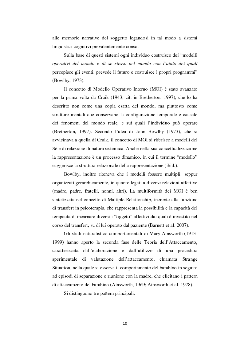 Anteprima della tesi: Attaccamento e Mentalizzazione nella Relazione Terapeutica: I Dati della Ricerca Empirica, Pagina 11