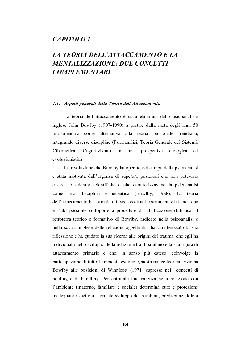 Anteprima della tesi: Attaccamento e Mentalizzazione nella Relazione Terapeutica: I Dati della Ricerca Empirica, Pagina 7