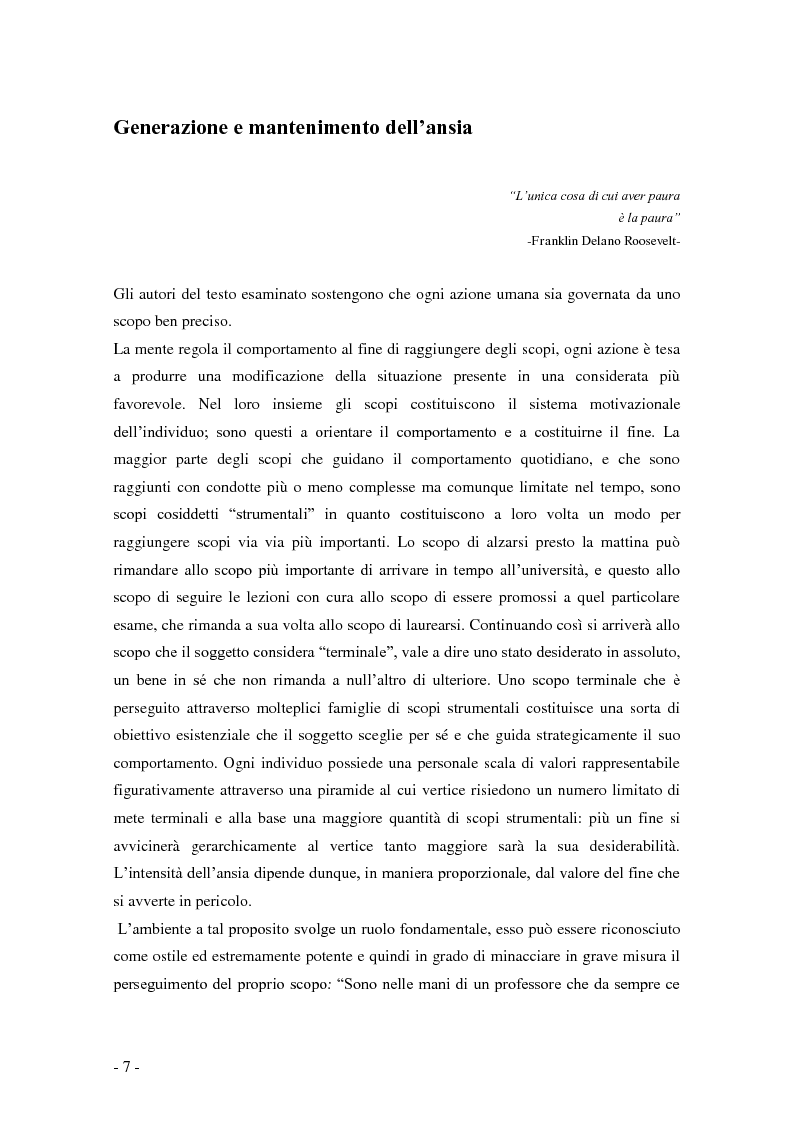 Estratto dalla tesi: L'approccio cognitivo comportamentale ai disturbi d'ansia